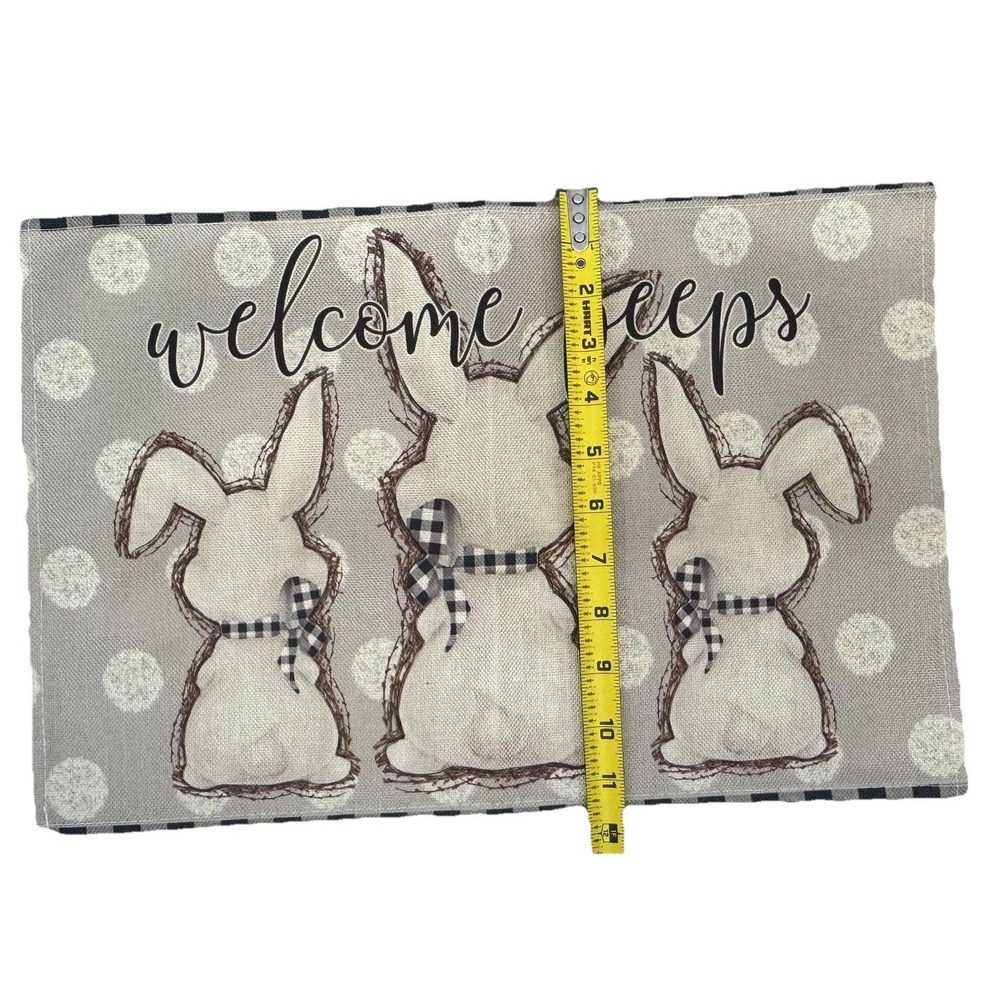 Easter Placemats Set of 6 Farmhouse Bunny Spring Table Decor Gingham Floral - Picture 3 of 8